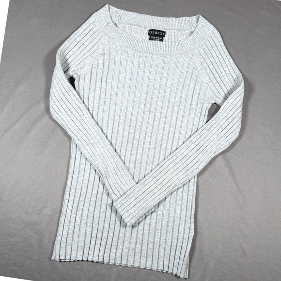 George Sweaters - George Ribbed Knit Sweater Womens XS Light Grey Heather Long Sleeve Casual Top